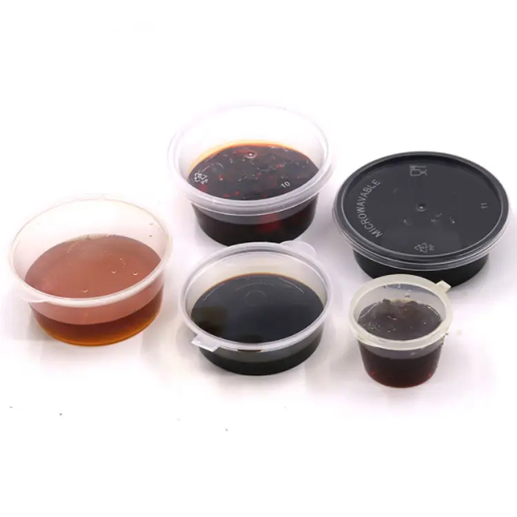 All Size 1 2 3 4 oz Food Grade Wholesale MIni Disposable Plastic Clear Portion Container Sauce Condiment Cup Container with Lids