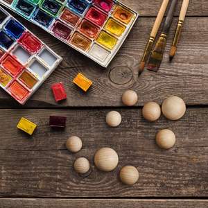 Prodotti artigianali solido naturale rotondo palla di legno, perle di legno non finito per oggetti artigianali gioielli che fanno arte - Product Image 6