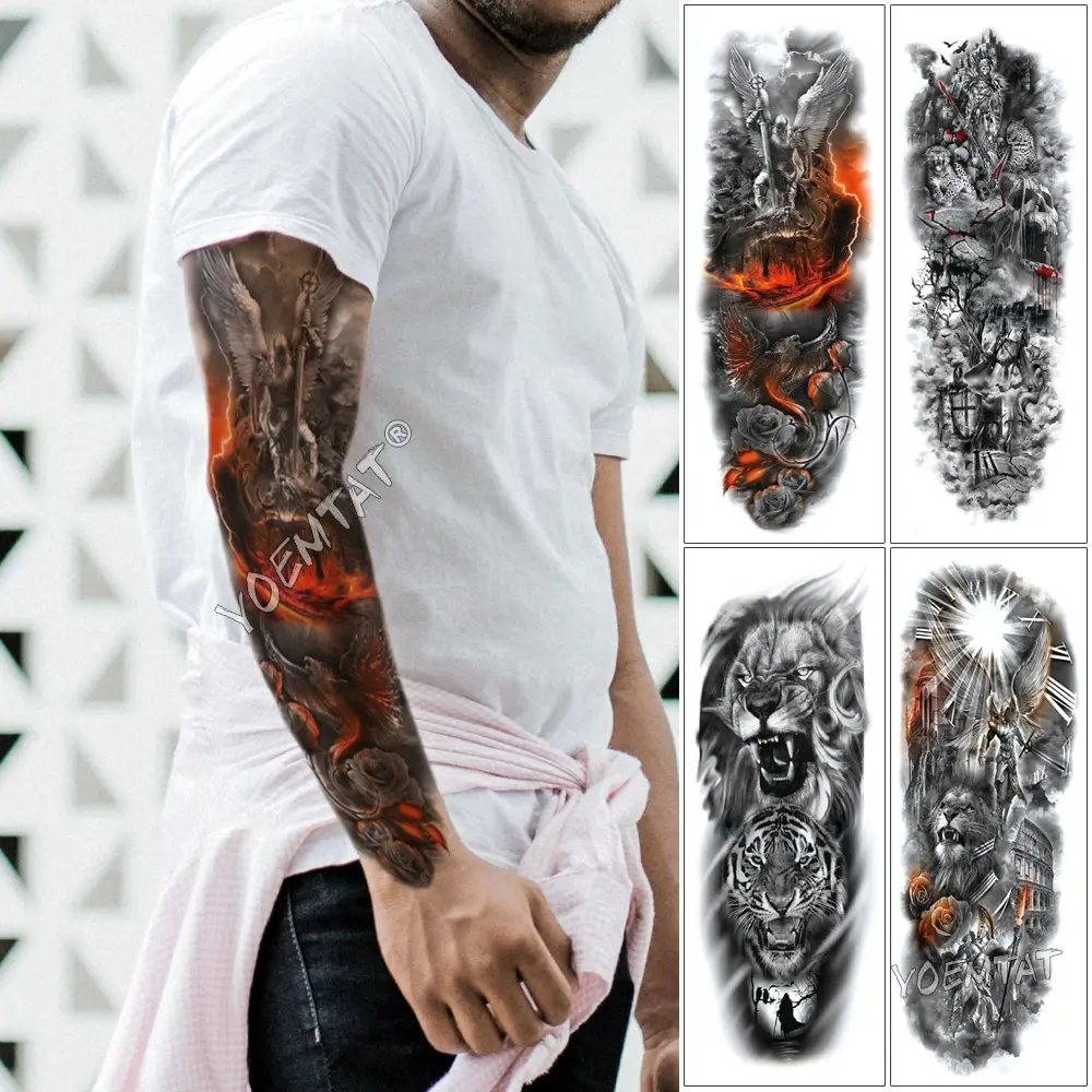 New Arrivals Tatoo Sleeve Men Full Arm Skull Tattoo Sticker Waterproof