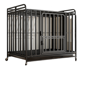 Kandang anjing besi padat gaya sederhana dapat dilipat pembawa dengan tombol penutup dikemas dalam kotak untuk hewan peliharaan - Product Image 1