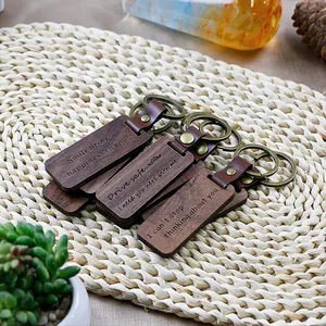 High Quality Custom Logo Wood Keychain Personalized Engraving Walnut Cherry Wood Key Chain