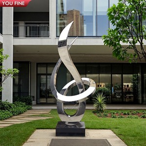 Youfine tùy chỉnh Beachfront biệt thự trang trí nội thất hiện đại gương đánh bóng kim loại điêu khắc trừu tượng thép không gỉ điêu khắc - Product Image 5