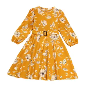 Детская длинная юбка с цветочным принтом, повседневная хлопковая одежда для подростков, дешевые платья для девочек, летнее платье для девочек, 2024
