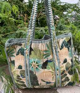 Bolso de Mano Acolchado de Algodón con Estampado de Bloques, Hecho a Mano, de Primera Calidad, para Uso Diario, Viajes y Compras - Product Image 2