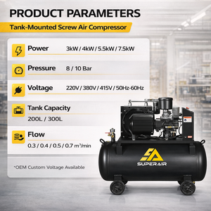 ซุปเปอร์แอร์ 3KW 4HP 220V เครื่องอัดอากาศแบบสกรู ติดตั้งง่าย เงียบ ประหยัดพลังงาน จัดส่งตรงจากโรงงาน มีความต้องการสูง สำหรับงานซ่อมรถยนต์และพ่นสี - Product Image 4