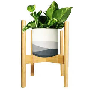 Good Quality Garden And Outdoor Modern Adjustable Mid Century Natural Wood Bamboo Plant Stand For Flower Pot