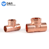 D & R nouveau 3 voies 5/8 pouces femelle 16mm soudage laiton té pressions normales connecteur tuyau d'eau plomberie tuyau cuivre raccords