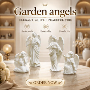 Statuetta Angelo Bianco con Ali, Scultura Religiosa in Resina, Ornamento da Esposizione per Chiesa, Giardino o Parrocchia, Regalo per Battesimo o Preghiera - Product Image 1