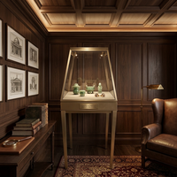 Vitrine sur pied haute pour galerie d'art, présentoir conique en verre pour montres, table de présentation LED, mobilier de boutique d'antiquités et de bijouterie