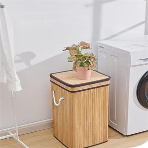 Cesta de lavandería plegable de bambú con forro y asa, económica y al por mayor, ideal para supermercados - Product Image 4