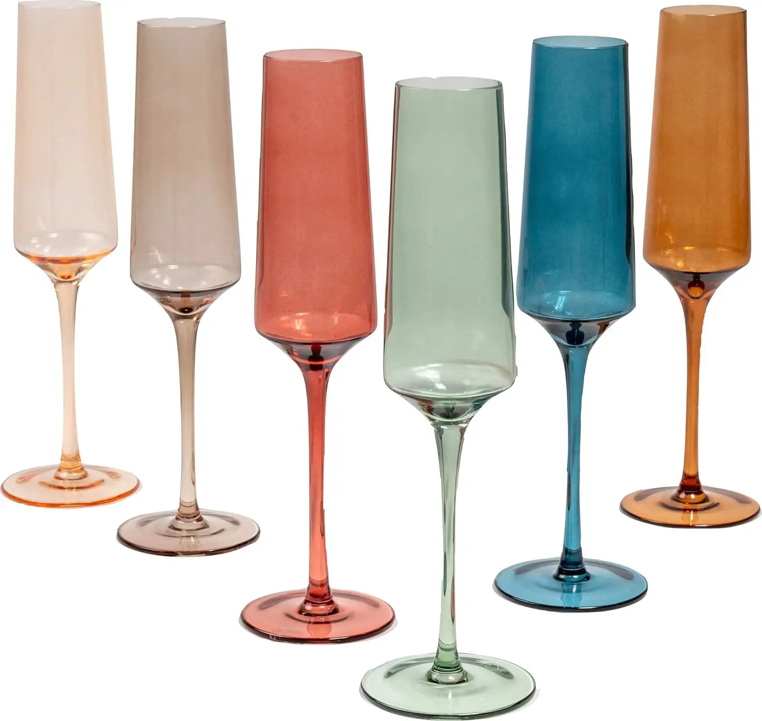 แก้วไวน์คริสตัลแบบเป่าด้วยมือแก้วไวน์หลากสีแก้วไวน์ชามทรงยาวก้านใหญ่แก้วไวน์สีสันสดใส