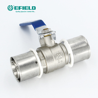 Vanne à boisseau sphérique universelle en laiton forgé de 16 à 32 mm avec poignée longue pour système d'eau ou de gaz, vente en gros