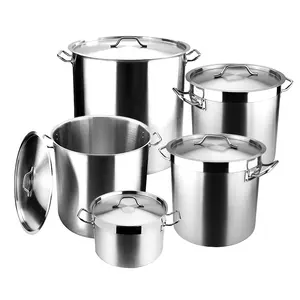 Large Stock Pot Stainless Steel Restaurant Kitchen Soup Big Cooking with Lid  35L