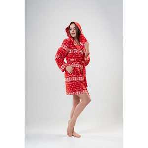 Robe de chambre en polaire à motif de Noël pour femmes, rouge, manches longues, douce, décontractée, vêtements de nuit - Product Image 3