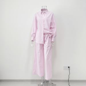 Enyami da <span class=keywords><strong>donna</strong></span> pantaloni lunghi a gamba larga 2 pezzi Set Casual <span class=keywords><strong>in</strong></span> cotone tinta unita da <span class=keywords><strong>donna</strong></span> Co Ords tailleur camicia a maniche lunghe Set due pezzi - Product Image 6