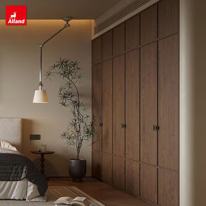 Lemari Pakaian Modern Nordik Murah Allandgroup, Warna Walnut Jepang Wabi Sabi, Pintu Slab Garis Rangka - Product Image 3