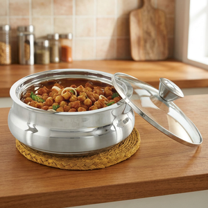 Casserole en acier inoxydable avec couvercle en verre 24 cm, design chinois traditionnel, durable et poli - Product Image 6