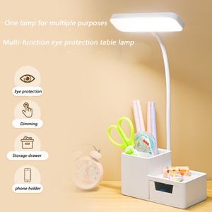Lampe de bureau LED pliable à intensité variable avec support de téléphone rechargeable par USB et tiroir de rangement pour stylos – Offre Spéciale - Product Image 5