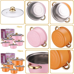 10 pièces en stock, batterie de cuisine en acier inoxydable pour le marché de l'Asie du Sud-Est, casserole et poêles de cuisine, base à gaz - Product Image 5