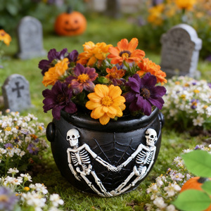 <span class=keywords><strong>Pot</strong></span> de fleurs en résine en forme de <span class=keywords><strong>pot</strong></span> de sorcière, nouveau style amusant pour Halloween, disponible en gros et en stock - Product Image 3