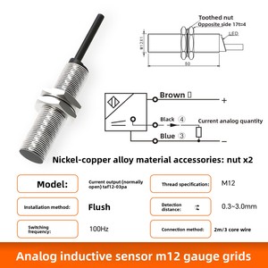 Akusense TAN12-04PA Metal <span class=keywords><strong>Sensor</strong></span> de proximidade analógico indutivo <span class=keywords><strong>3</strong></span> fios IP67 5V <span class=keywords><strong>3</strong></span>-10mm distância de detecção LED indicador SMD montagem - Product Image 6