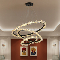 Luminaire suspendu pour îlot de cuisine, LED moderne à double couche, lustre en cristal LED pour salle à manger, salon