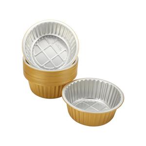 Gold Round 1700ml Aluminum <b>Foil</b> <b>Container</b> With Lid Takeaway Food Packaging - Product Image 3