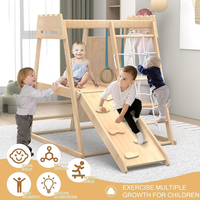 Juguetes de Escalada para Niños, de Madera, Montessori, 8 en 1, Parque Infantil Interior, Gimnasio con Columpio y Tobogán para Niños Pequeños