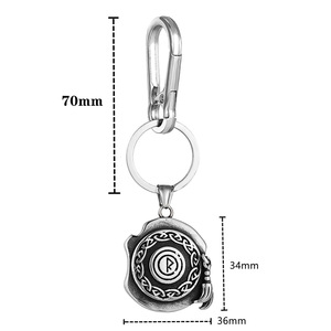 yunnique Nordic Rune <b>Keychain</b> Stainless Steel Metal Pendant With Leather Cord Carabiner Durable Key Chain Accessory - Product Image 4