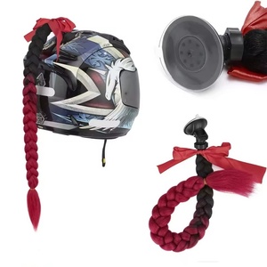 卸売オートバイヘルメット耳かつらアクセサリー吸盤付きおしゃれツイストブレードデュアルポニーテールかつら甘いクールな女の子のため - Product Image 3
