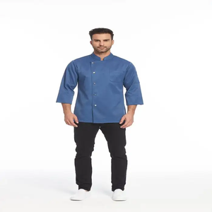 カスタムインドネシアイタリア日本人シェフユニフォームセットデニムTWILLジャケットコートユニセックスショートデザインレストランバーホテルホテル - Product Image 3