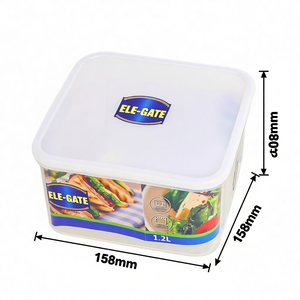 Ele-Gate <b>Square</b> Food <b>Container</b> 1.2L Transparent With Lid For Storage - Product Image 1