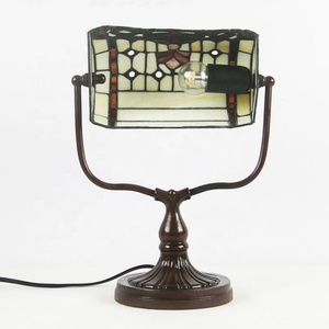 LongHuiJing Traditional Banker Lamps Handmade Emerald Color Glass Shade Vintage <b>Office</b> Table Light Antique Style Lights - Product Image 4