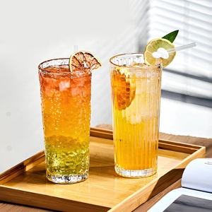 Grand verre à cocktail Mojito à rayures, gobelet à soda, verre à jus transparent à grande capacité, verres Highball côtelés pour bar - Product Image 4