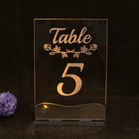 Numéros lumineux LED en acrylique transparent et coloré avec support de présentation pour mariage/fête de vacances