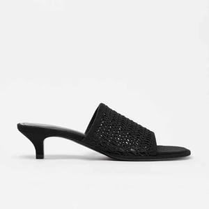 <span class=keywords><strong>Sandales</strong></span> à talons pour l'été chaussures pour femmes noir tressé Mule chaussures décontracté polyvalent pantoufles femmes respirant <span class=keywords><strong>sandales</strong></span> à talons - Product Image 3