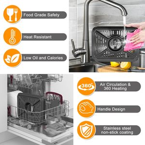 Plaque de <span class=keywords><strong>cuisson</strong></span> de remplacement pour friteuse à air double zone NJ <span class=keywords><strong>Foodi</strong></span> DZ401 DZ550 10QT, antiadhésive avec pieds en caoutchouc, accessoires - Product Image 6