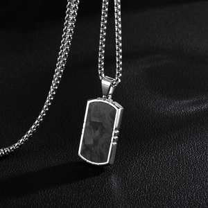 2025 New Men's Stainless Steel Beveled Camouflage Pattern Pendant Necklace Hiphop Style Trendy Geometric Link Chain Jewelry - Product Image 4