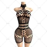 ELITES Filet de pêche pour femmes Festival Rave Outfit Rhinestone Stripper Outfits Exotic Dance Wear