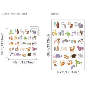 Dibujos animados alfabeto números Animal pared pegatina jardín de infantes TV <span class=keywords><strong>Fondo</strong></span> extraíble bebé habitación pared armario pegatina Decoración - Product Image 4