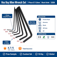 Clé Allen en acier au carbone noir oxydé, personnalisable OEM, de 1,5 mm à 6 mm, outil manuel