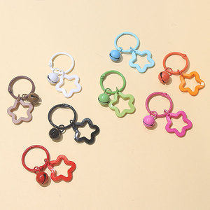 Yaratıcı renkli beş köşeli yıldız akrilik anahtarlık moda plastik yıldız Bells anahtarlık sırt çantası cazibe aksesuarları - Product Image 4
