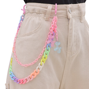 Cadena de pantalón de acrílico colorida con cascabeles, estilo hip hop, cadena de cintura en capas para mujer - Product Image 3