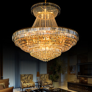 Candelabro de bola de cristal dorado de lujo grande, iluminación interior, luces colgantes elegantes para el vestíbulo del Hotel, sala de estar - Product Image 3
