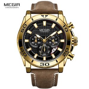 นาฬิกาข้อมือควอตซ์ MEGIR 2094 สายหนัง รุ่นยอดนิยม พร้อมฟังก์ชั่นโครโนกราฟ ปฏิทิน กันน้ำ เข็มเรืองแสง ดีไซน์หรูหรา สำหรับผู้ชาย ของแท้ - Product Image 1