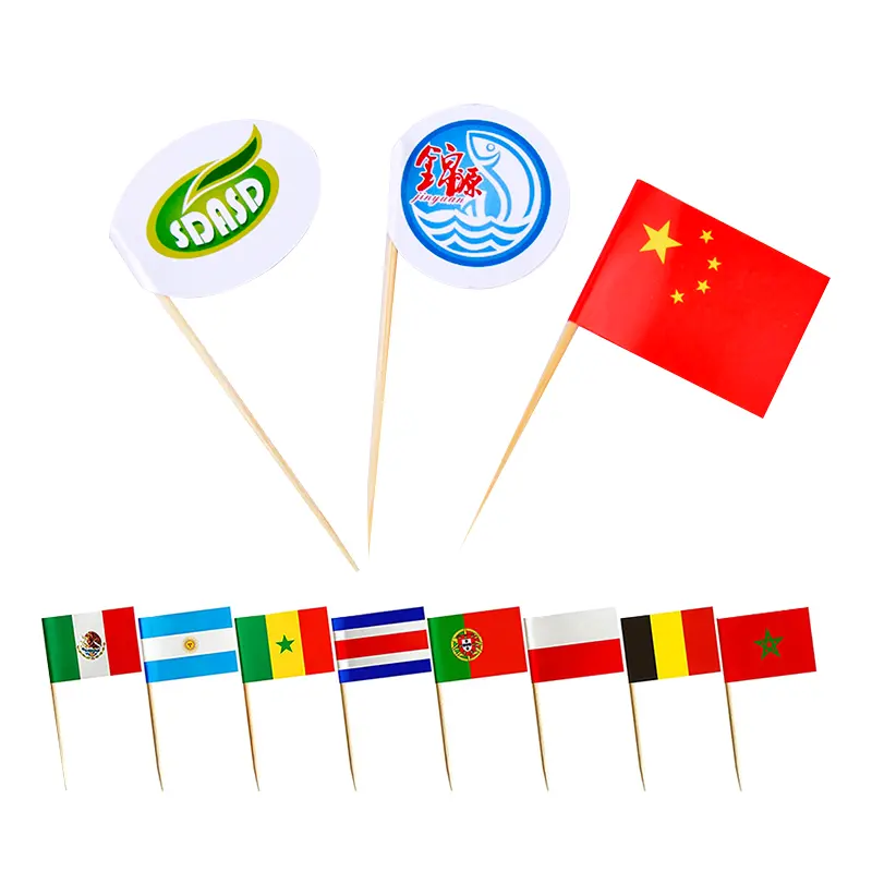 Bambus Flagge Stick Kuchen Flagge benutzer definierte gedruckte Land Großbritannien dekorative Mini Holz Zahnstocher Flagge für Lebensmittel Dekoration