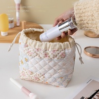 Tas Kosmetik Berlapis Kain Handuk Kapasitas Besar, Premium, Portabel, Organizer Perjalanan, Kantong Penyimpanan Lucu dengan Tali Serut
