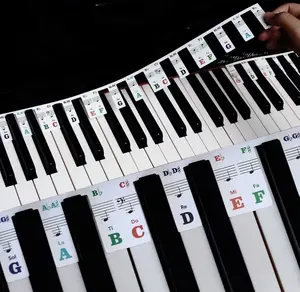 全尺寸61键88键可拆卸音符标签儿童成人学习钢琴初学者硅胶钢琴键盘贴纸