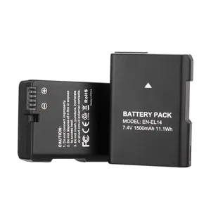 Vente en gros EN-EL14 pour appareil photo Batterie rechargeable au lithium-ion 7.4V 1500mAh Batteries numériques de remplacement