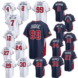 Bordado al por Mayor # 99 Juez # 7 Witt Jr. # 4 Crow-Armstrong # 27 Skubal # 30 Skenes # Camiseta de Béisbol Schwarber 2026 USA Número 12 - Product Image 1